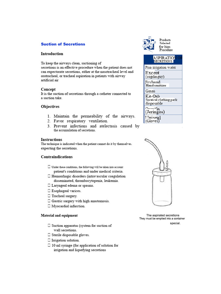 Suction of Secretions | PDF | Cardiopulmonary Resuscitation | Medical ...
