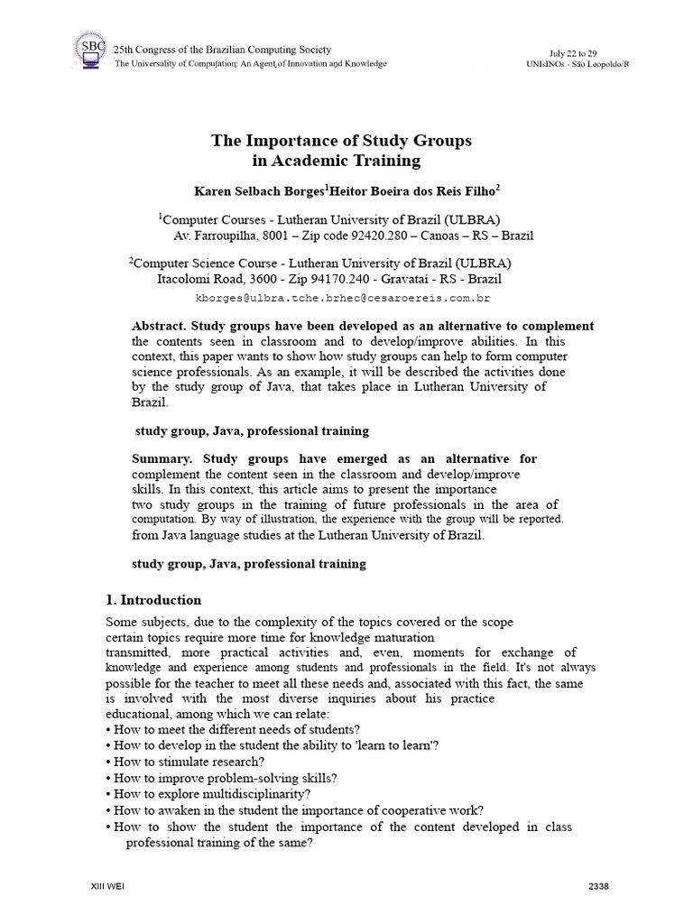 Benefits of Study Groups in CS Training | PDF | Experience | Knowledge