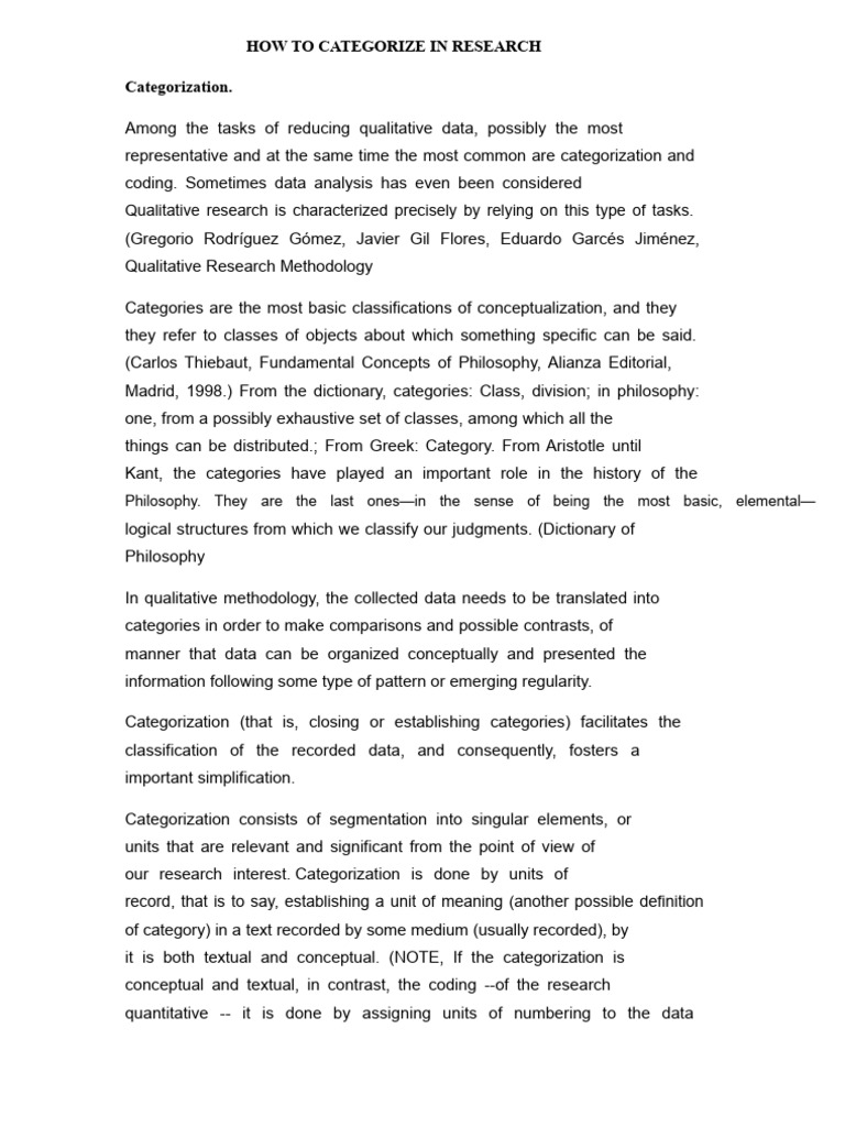 Categorizing Qualitative Research Data | PDF | Information | Methodology