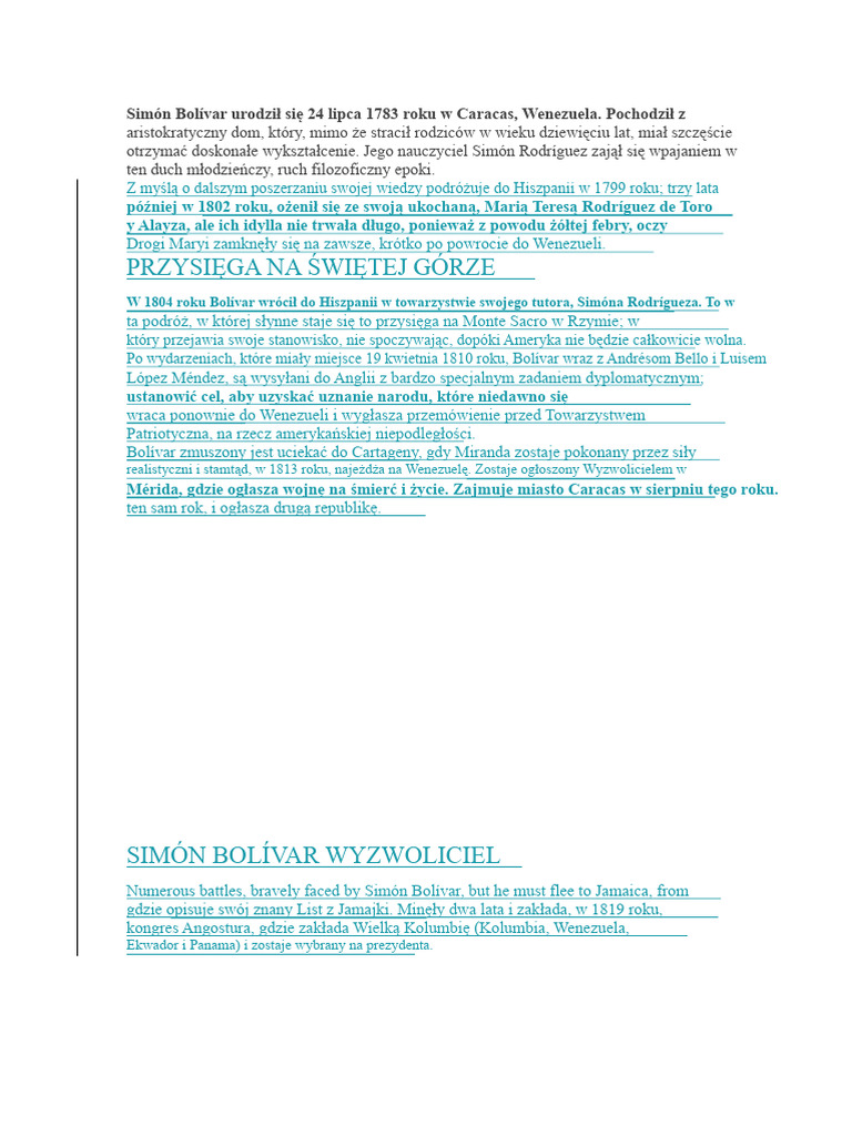 Esej o Simónie Bolívarze | PDF