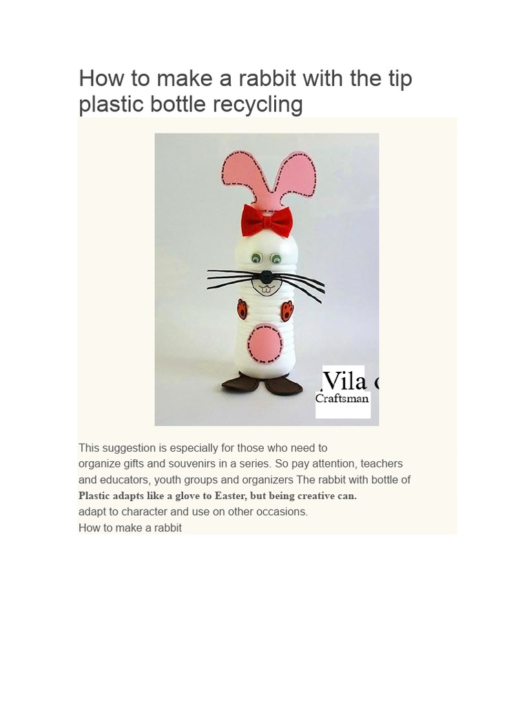 Crafting a Plastic Bottle Rabbit | PDF | Adhesive | Rabbit