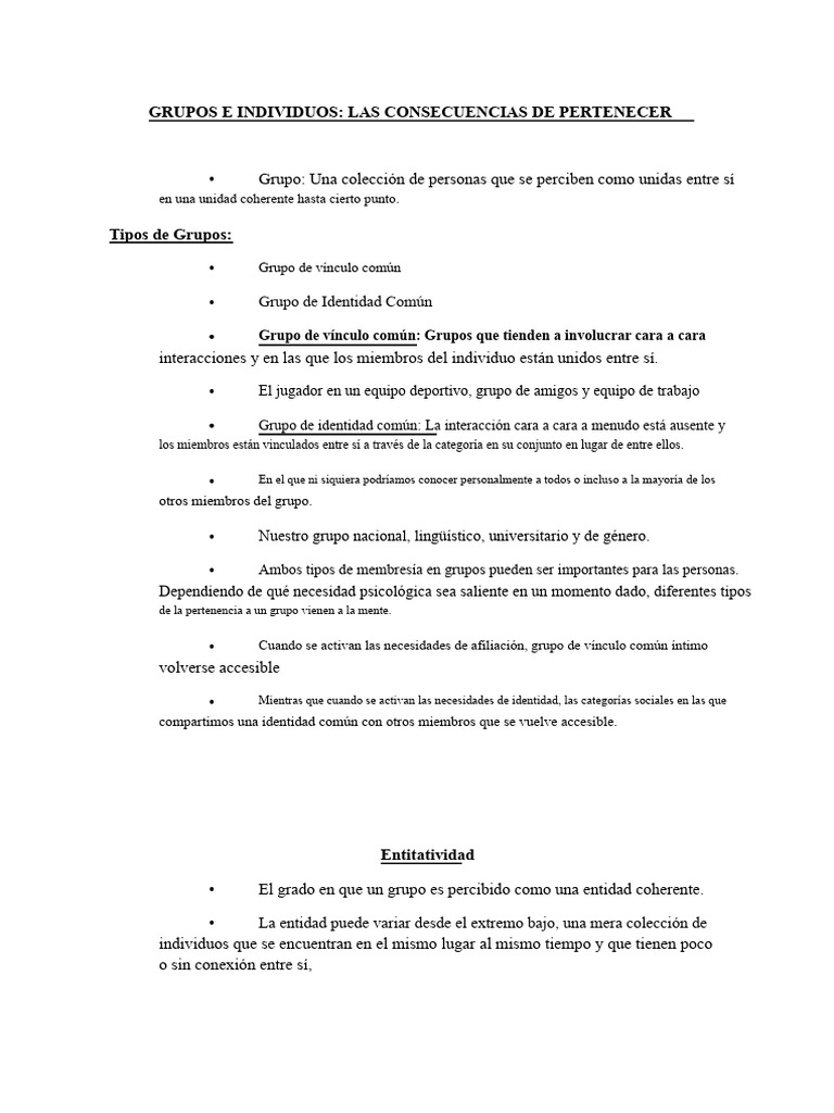 Grupo e Individuos | PDF | Comportamiento | Cohesión grupal