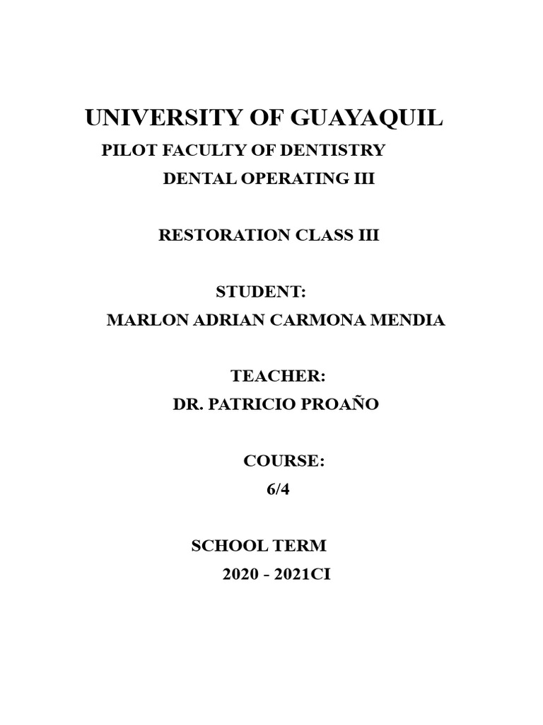 Class III Dental Restoration Techniques | PDF | Tooth Enamel | Dental ...
