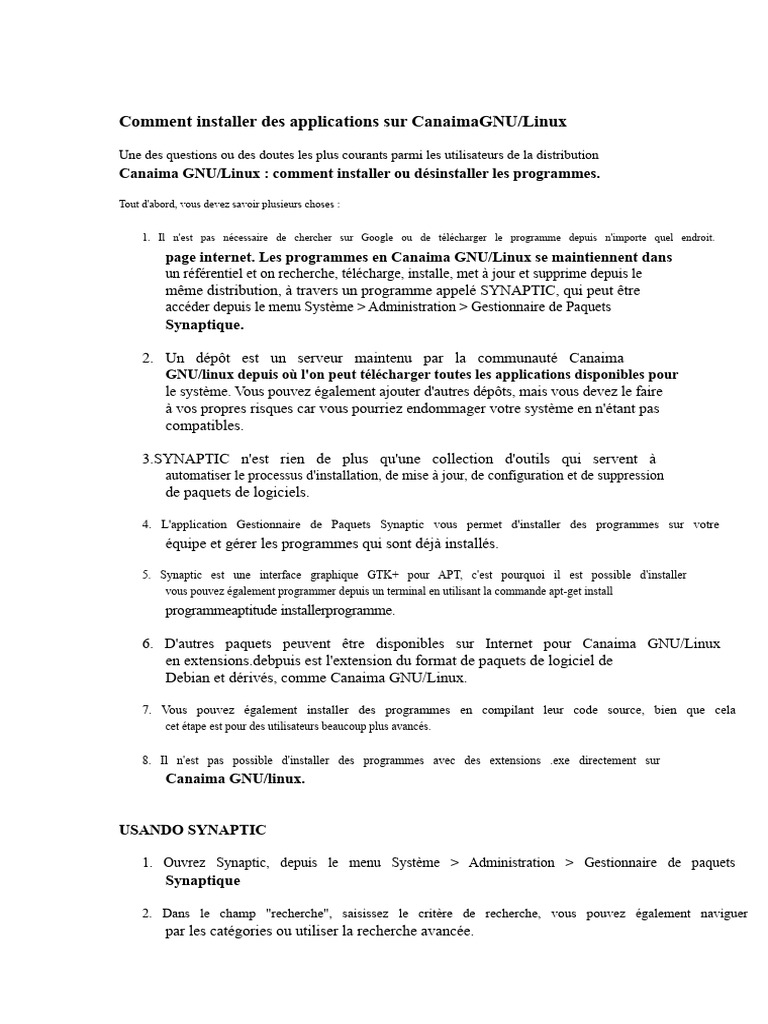 Installer des applications sur Canaima GNU/Linux | PDF | Linux | Gnou