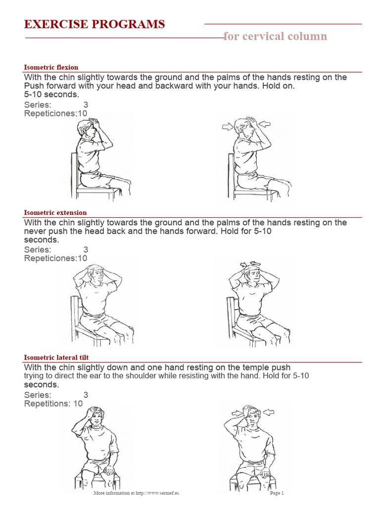 Cervical Column Exercise Program | PDF | Anatomical Terms Of Motion ...