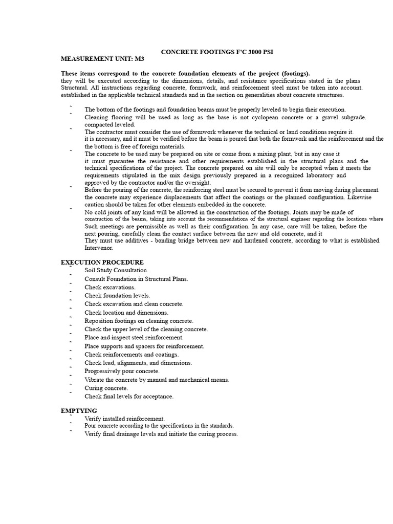 Concrete Footings Execution Guide | PDF | Concrete | Foundation ...