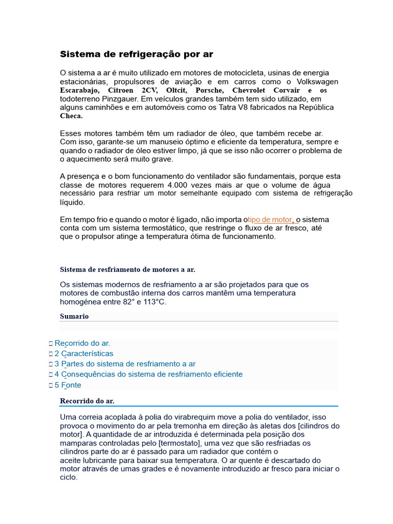 Sistema de Refrigeração Por Ar | PDF | Motores | Radiador