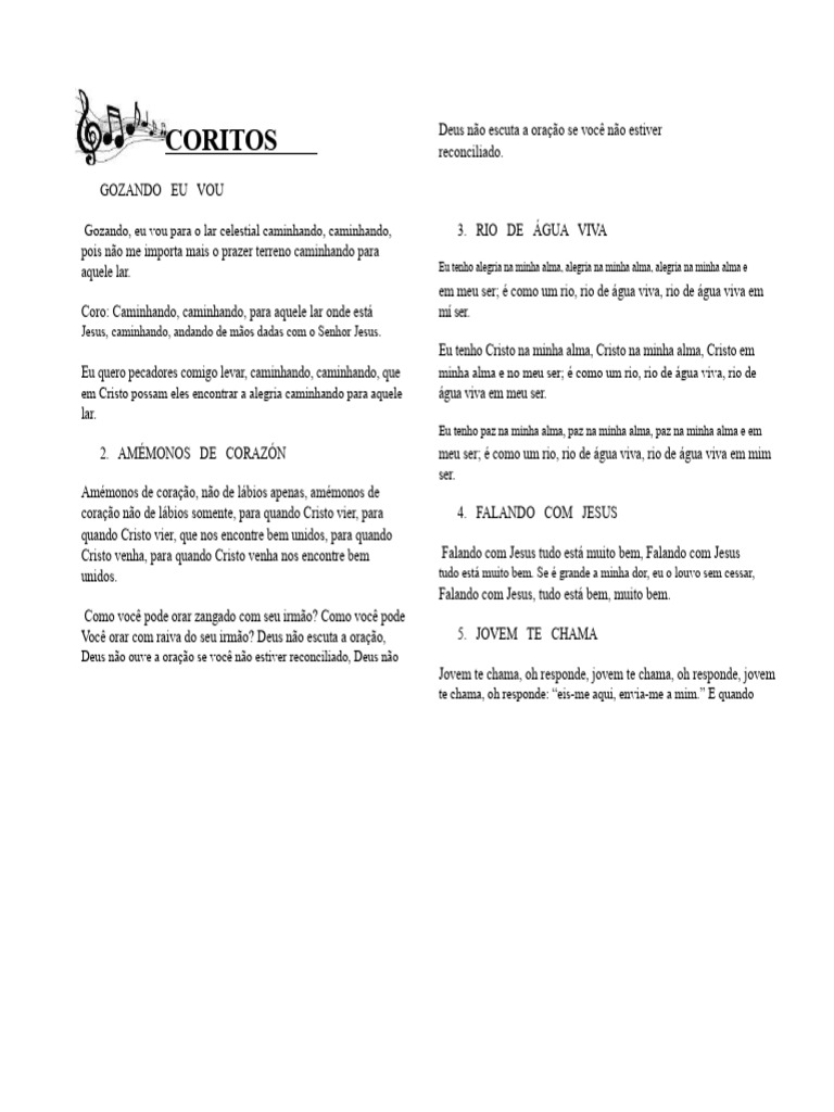 Coritos Adventistas | PDF | Oração | Jesus