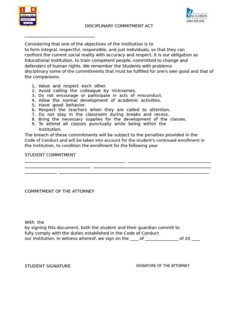 Disciplinary Commitment Guidelines | PDF