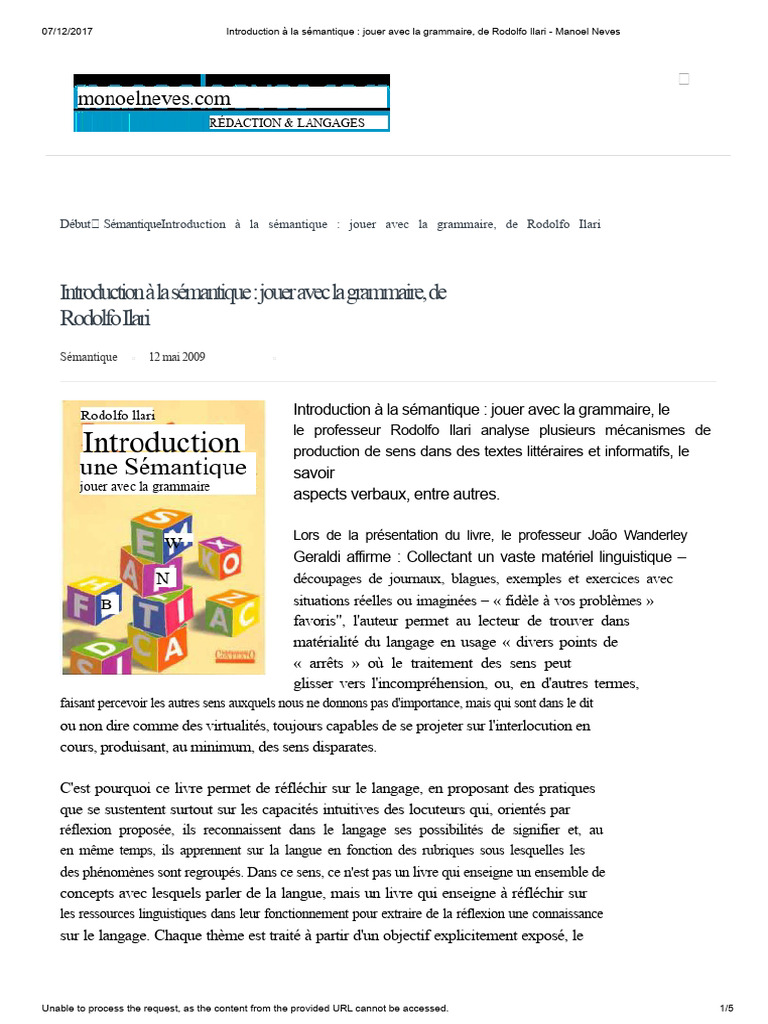Introduction à la sémantique et grammaire | PDF | Grammaire | Linguistique