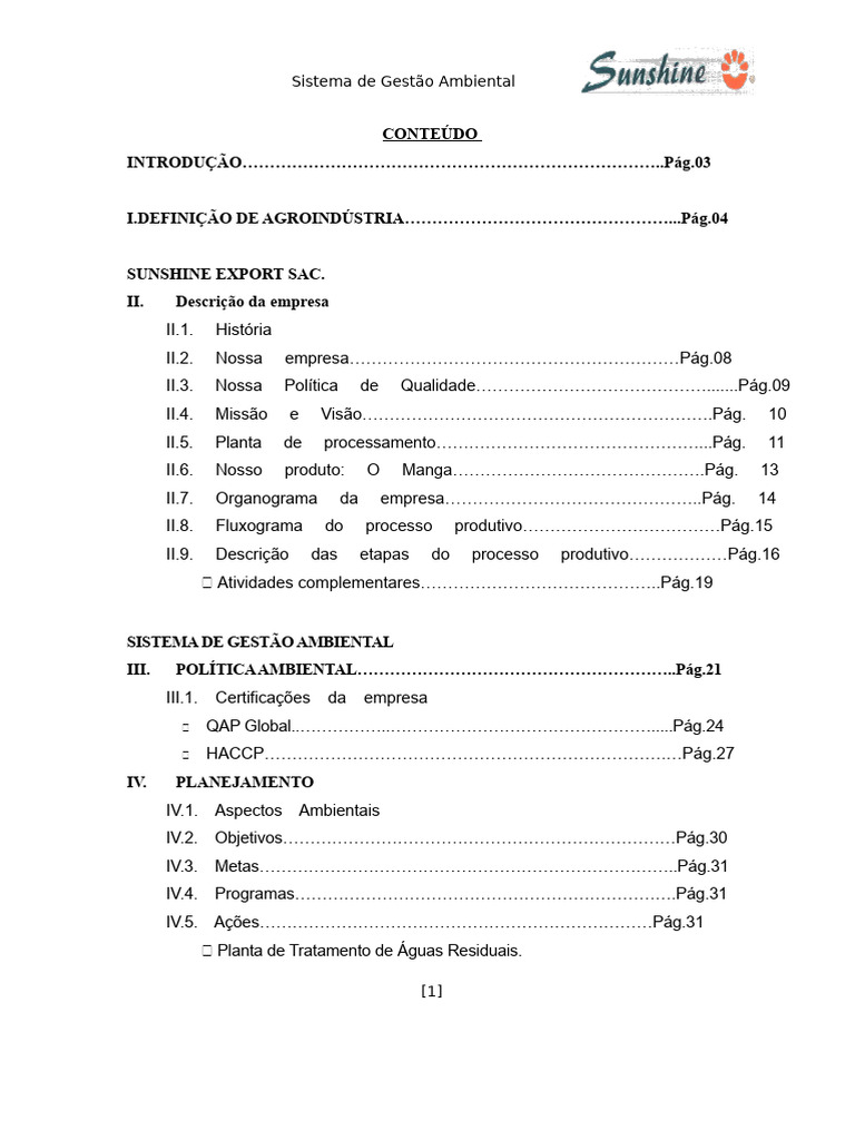 Sunshine Export Sac | PDF | Agricultura | Águas residuais