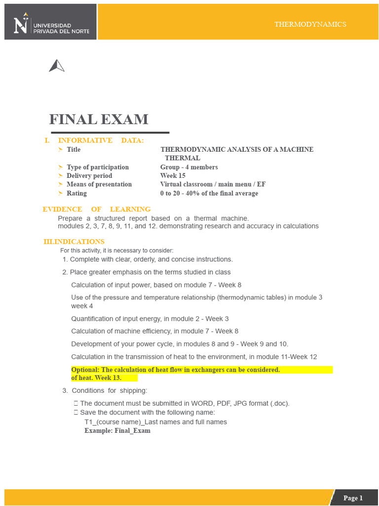 EF - Final - Exam - Thermodynamics | PDF | Heat | Thermodynamics