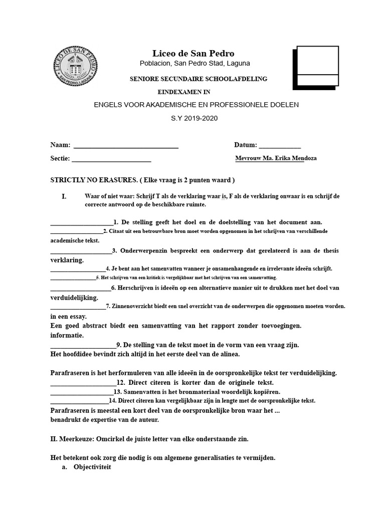 Eapp Prelim Exam | PDF