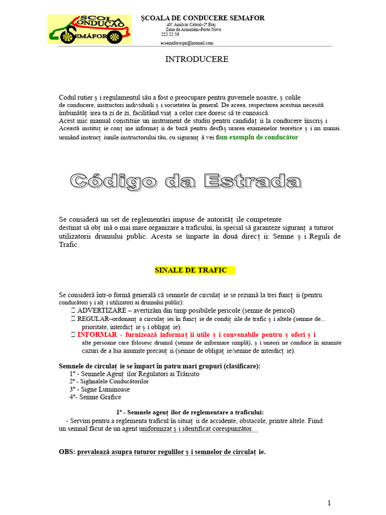 Manualul Codului Rutier | PDF