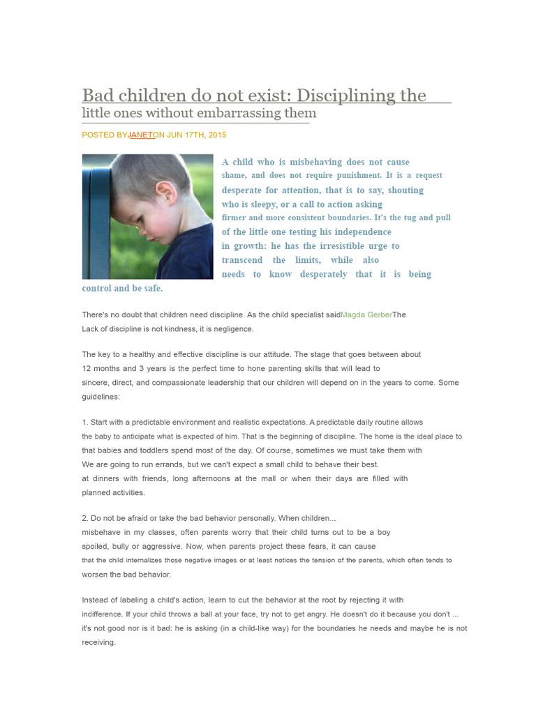Bad Kids Do Not Exist | PDF | Spanking | Parenting