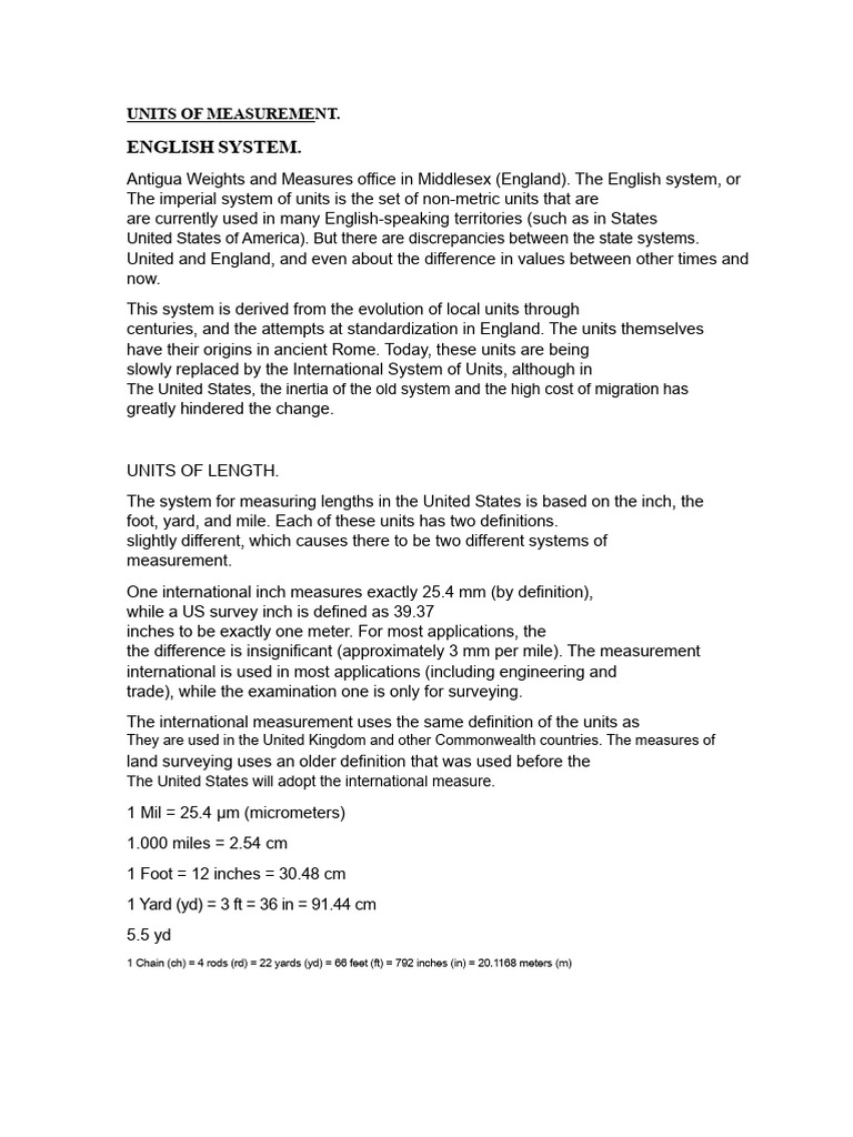 Understanding English Measurement Units | PDF | Gallon | Foot (Unit)