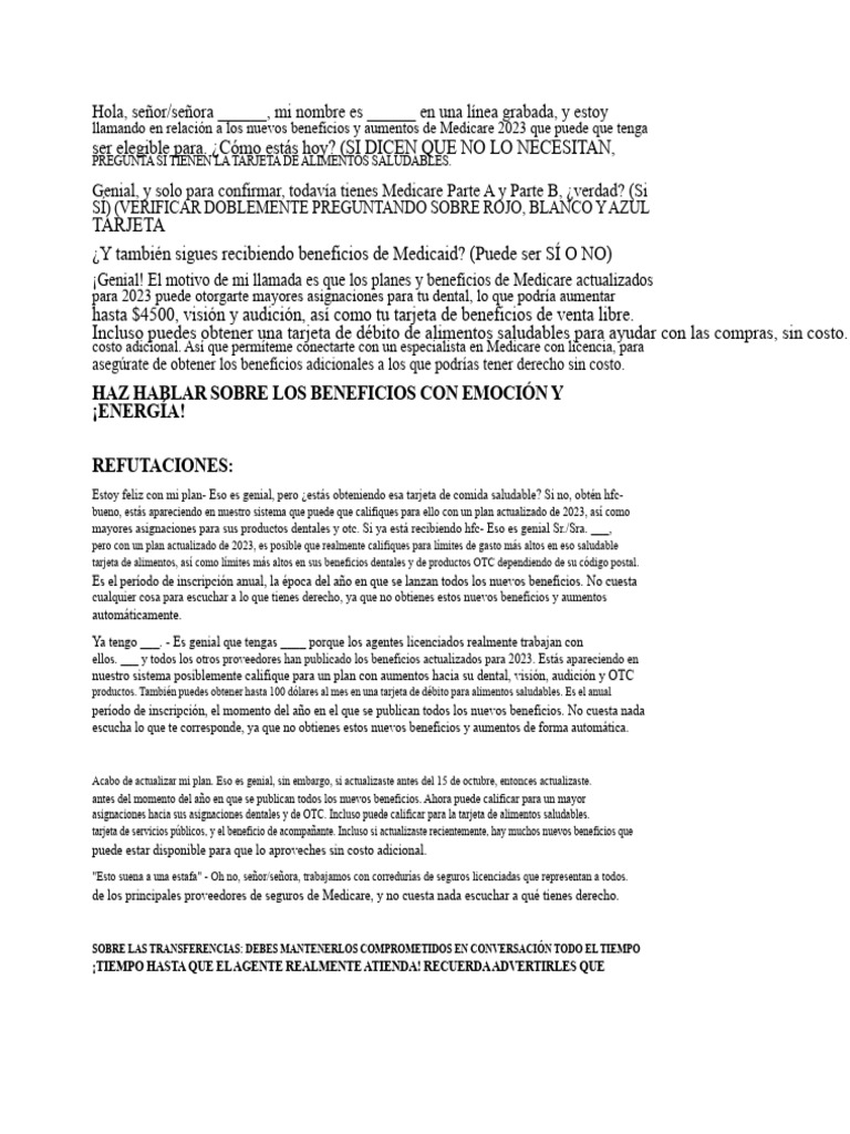 Script Aep 2023 (V2) | PDF | Medicare (Estados Unidos)