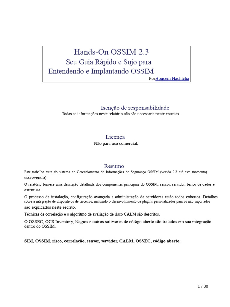 Guia Prático para Implantação do OSSIM | PDF | Servidor (informática ...