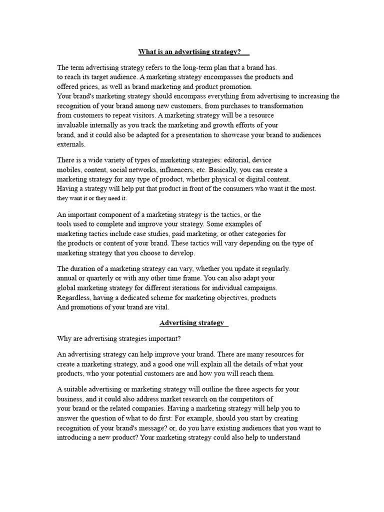 Understanding Advertising Strategies | PDF | Marketing | Marketing Strategy