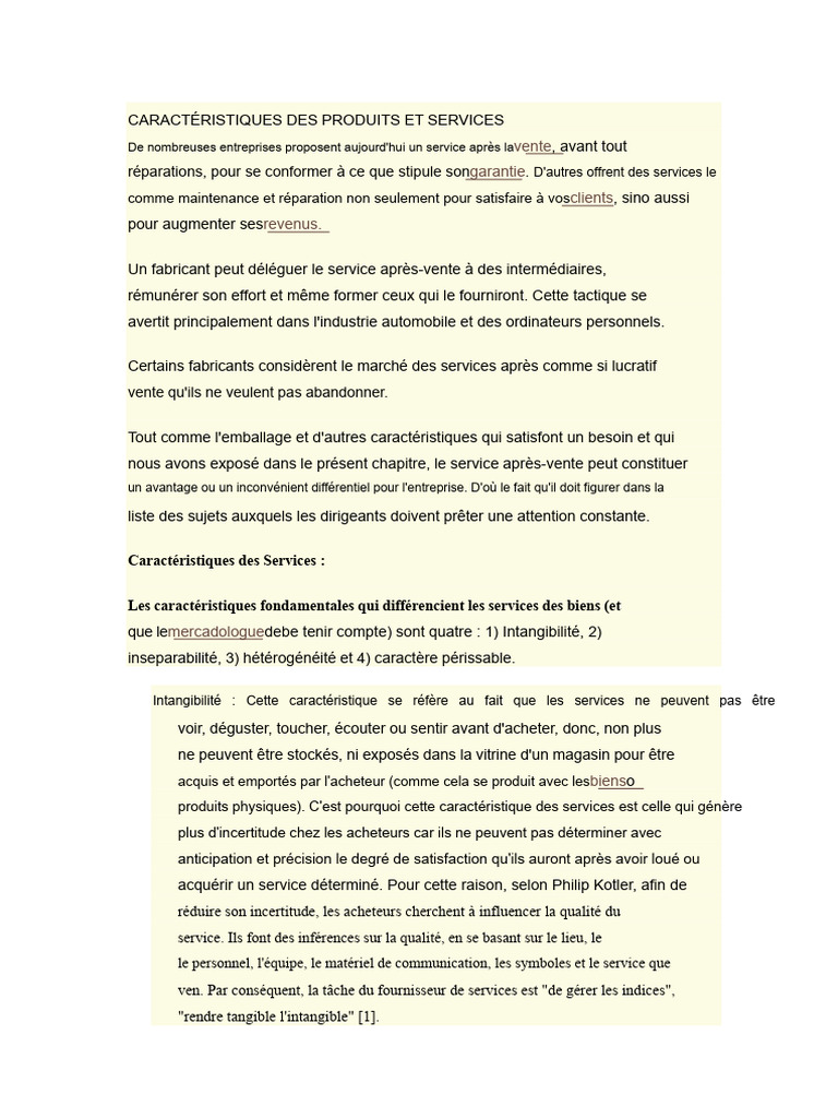 Caractéristiques des services et produits | PDF | Marque ...