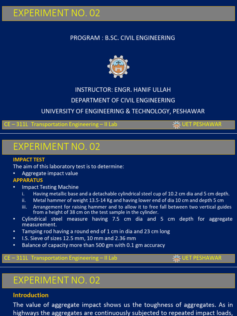Aggregate Impact Test for Civil Engineering | PDF | Construction ...