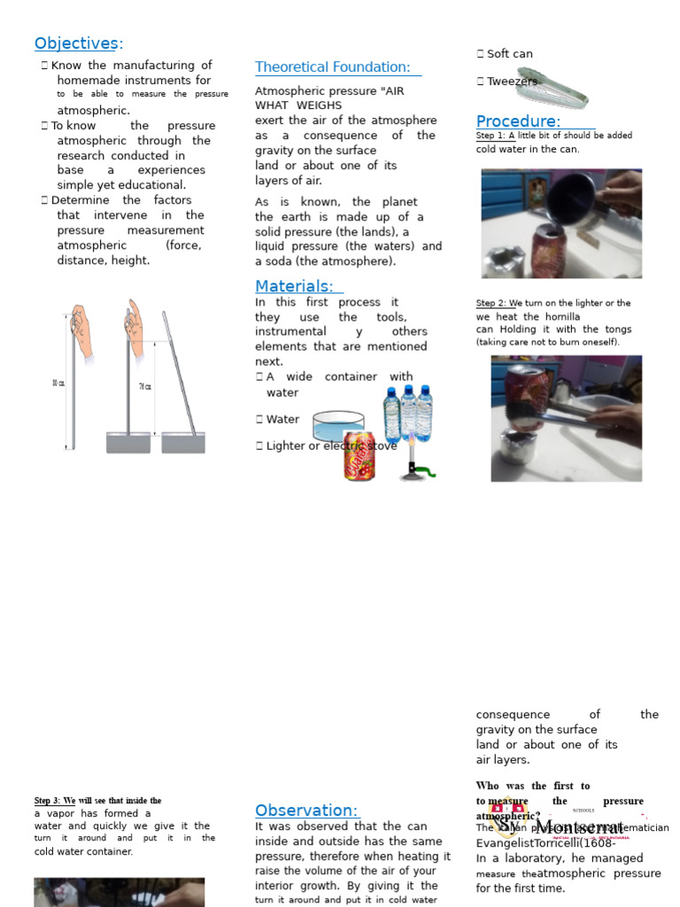 Measure Atmospheric Pressure Experiment | PDF | Water | Atmosphere Of Earth