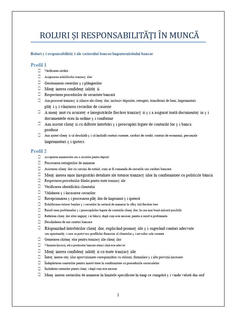 Roluri Și Responsabilități În Muncă | PDF
