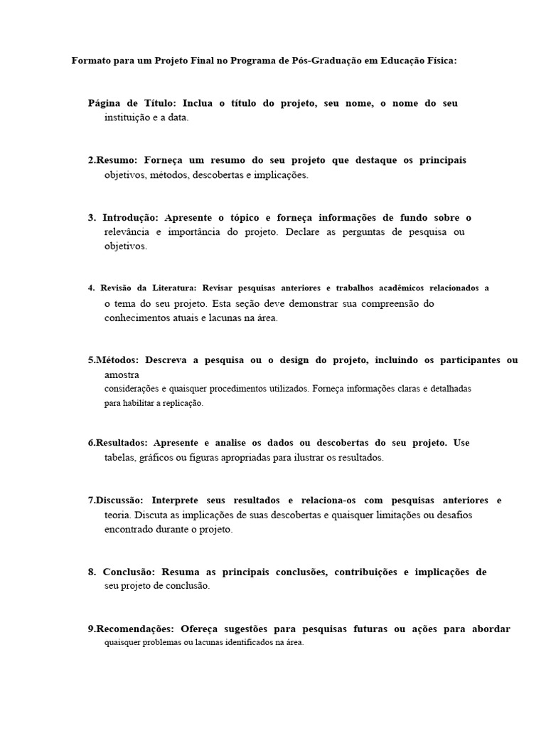 Formato para Um Projeto de Capstone No Programa de Pós-Graduação em ...