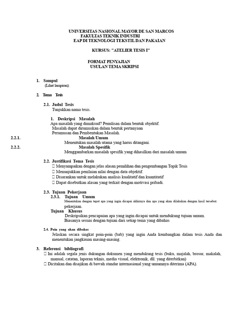 Format Untuk Presentasi Tema Tesis Dan Proyek Tesis | PDF