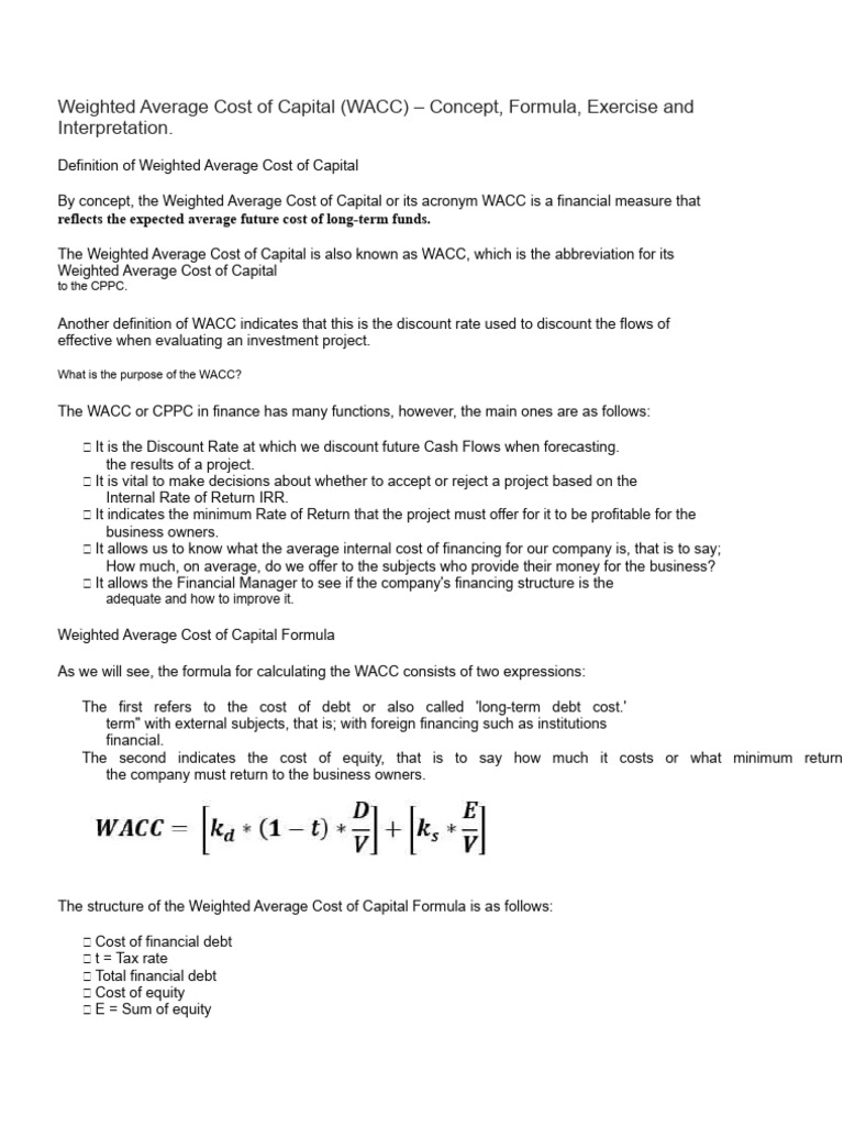 Weighted Average Cost of Capital | PDF | Cost Of Capital | Internal ...