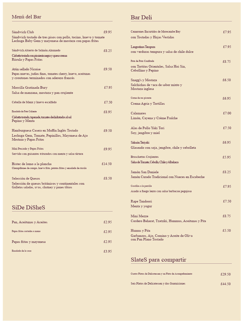 Menú del Bar Deli: Platos y Precios | PDF | ensalada | Hamburguesas