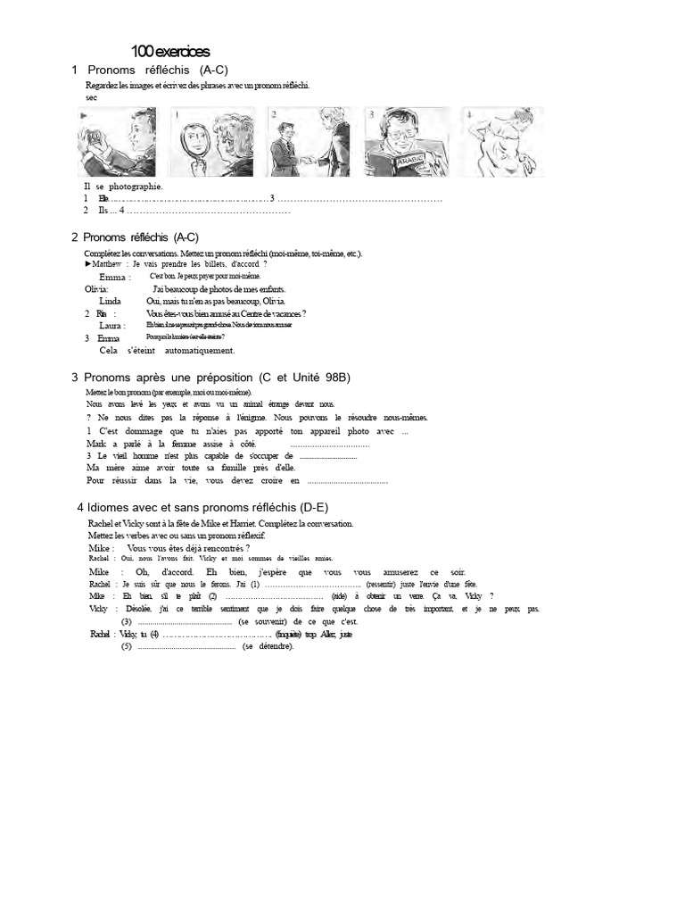 Exercices sur les pronoms réfléchis et emphatiques | PDF | Pronom ...