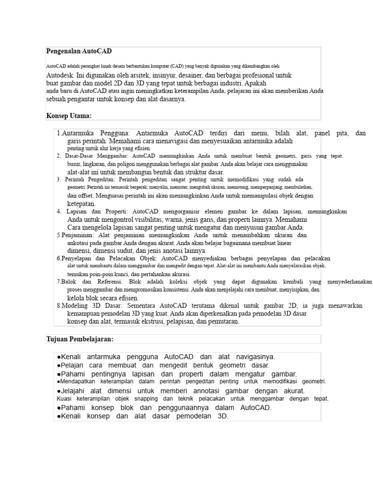 Panduan Dasar AutoCAD untuk Pemula | PDF