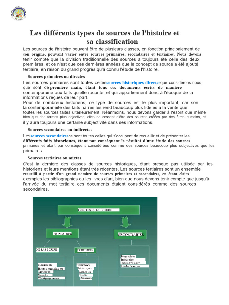 Types de sources historiques expliqués | PDF | Archéologie