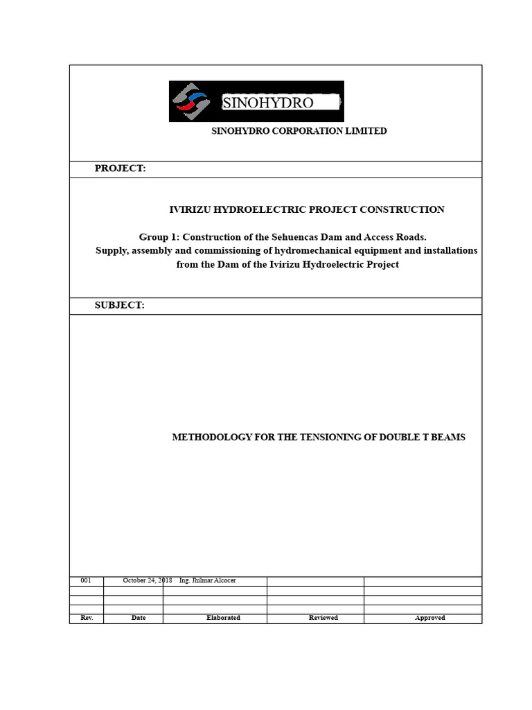 Ivirizu Hydroelectric Project: Beam Tensioning Methodology | PDF | Beam ...