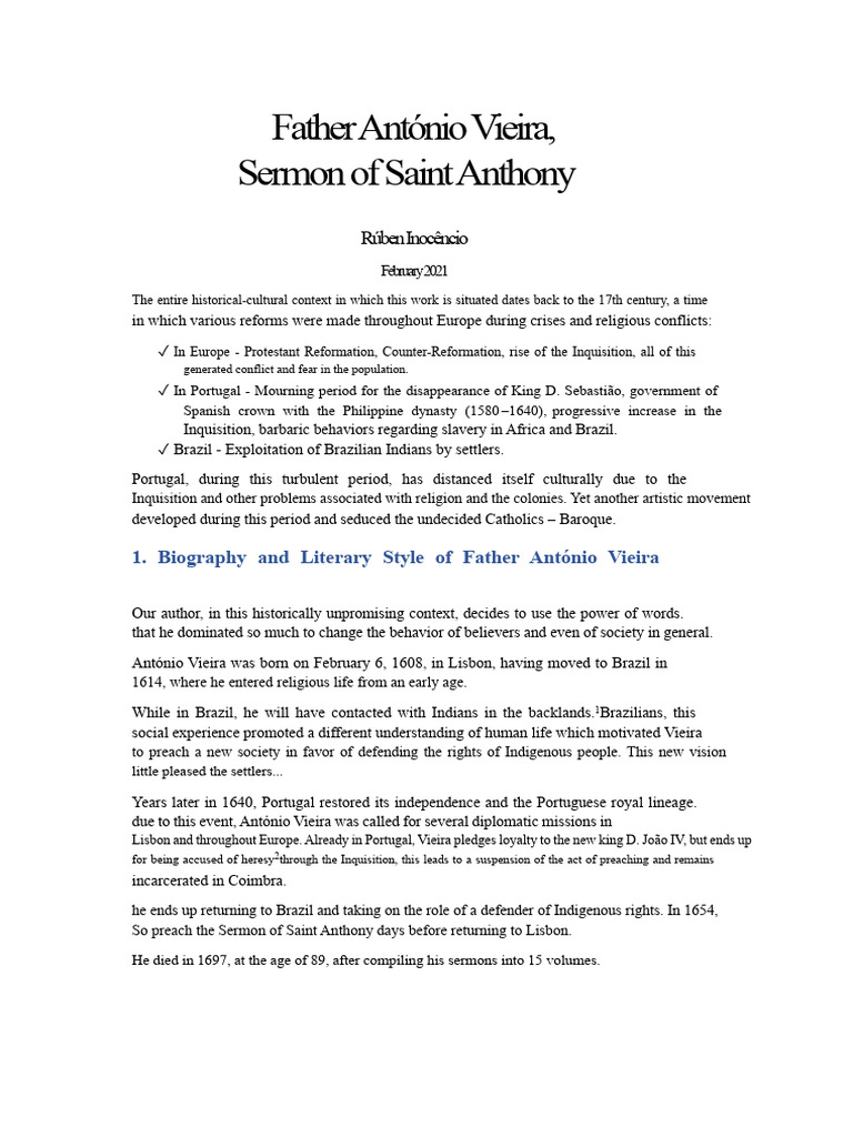 António Vieira's Sermon Analysis | PDF | Sermon