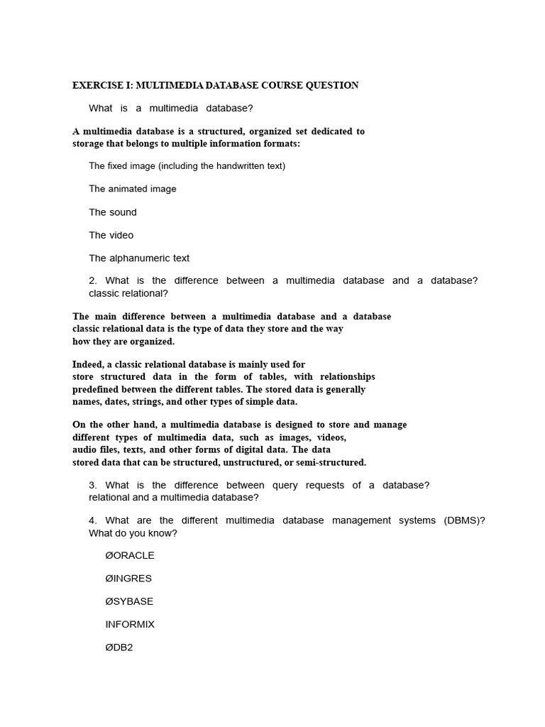 Multimedia Database Test QCM | PDF | Databases | Data Compression