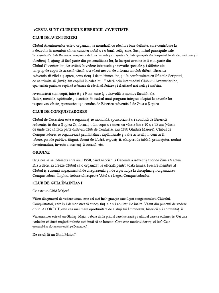Aceste Sunt Cluburile Bisericii | PDF