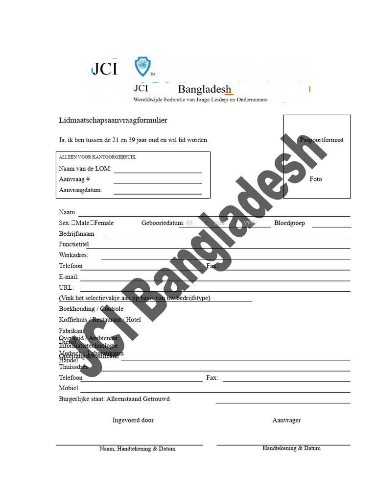 JCI Lidmaatschapsformulier | PDF