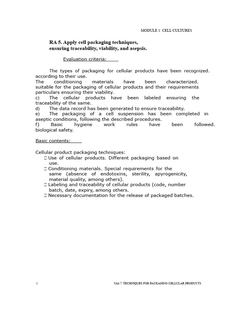 Cellular Product Packaging Techniques | PDF | Cell Culture | Cell Potency