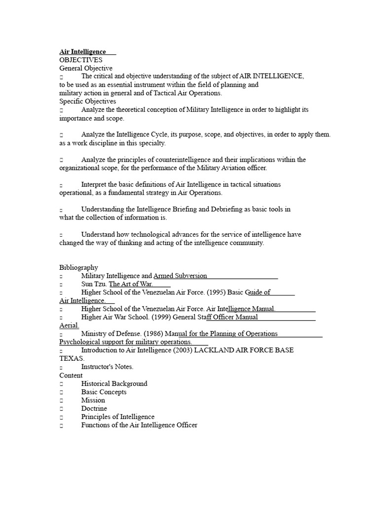 Understanding Air Intelligence Concepts | PDF | Military Intelligence ...