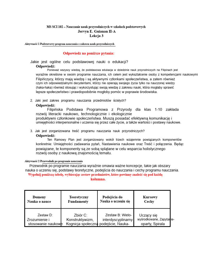 MS SCI 102-Lekcja 3 | PDF