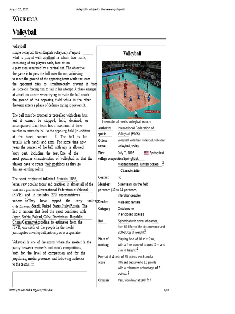 Overview of Volleyball Rules and Play | PDF | Volleyball | Games Of ...