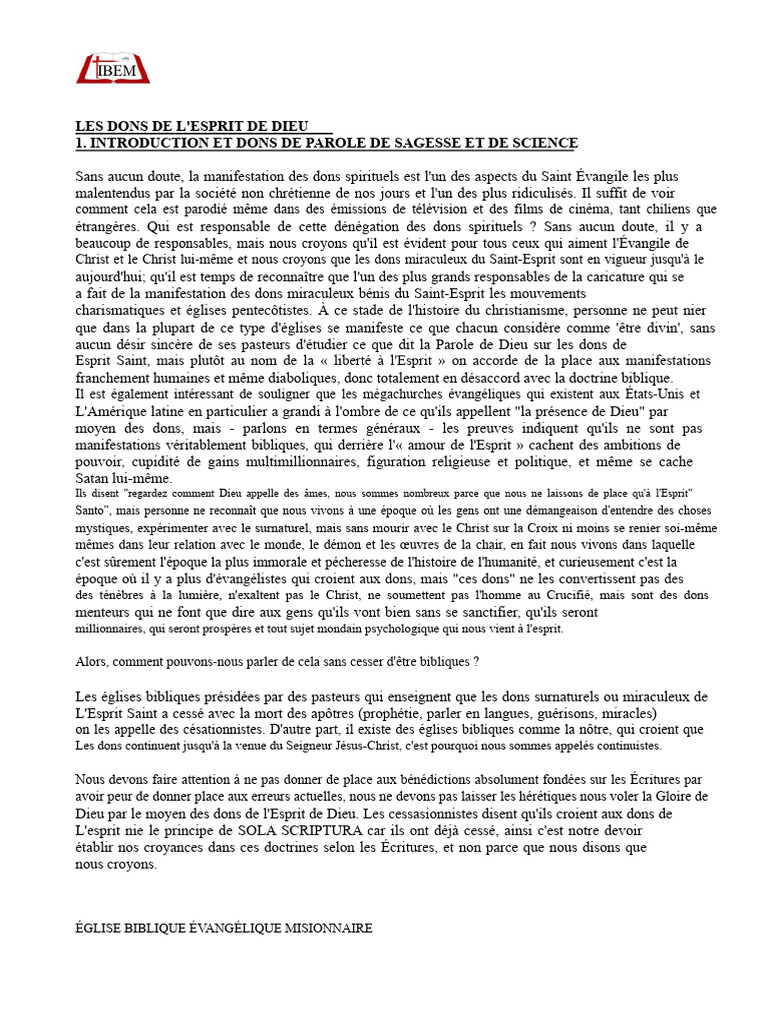 Dons de l'Esprit : Vérités et Erreurs | PDF | Saint-Esprit | Dieu