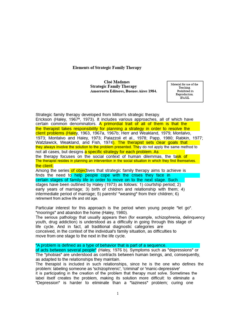 Strategic Family Therapy Explained | PDF | Psychotherapy | Family Therapy