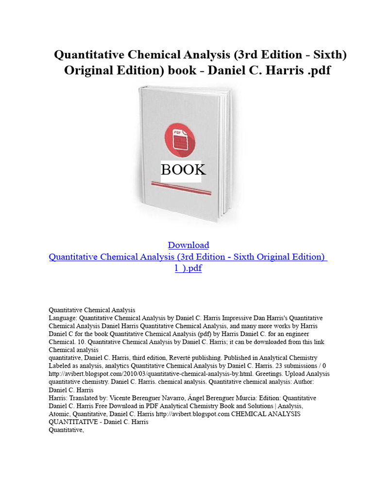 Harris' Quantitative Chemical Analysis PDF | PDF