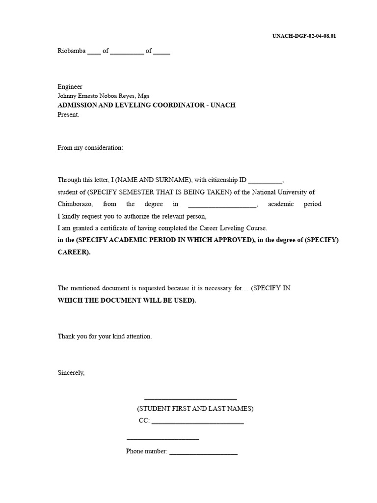 Course Leveling Approval Request Format | PDF
