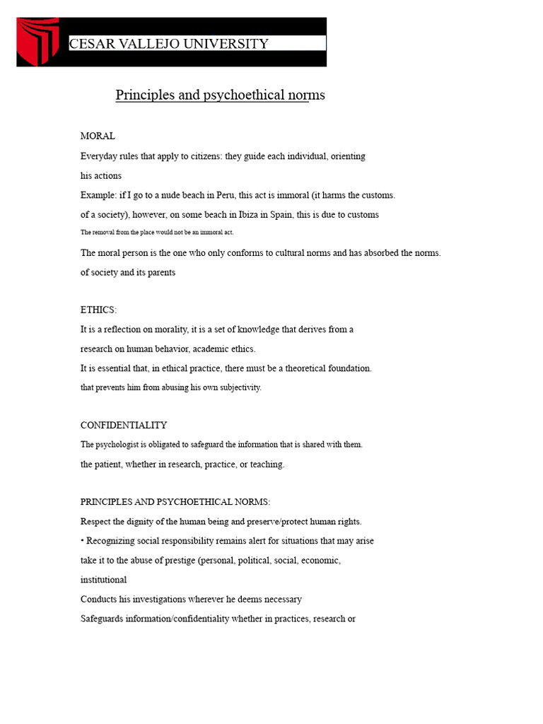 Principles and Psychoethical Norms | PDF | Confidentiality | Psychology