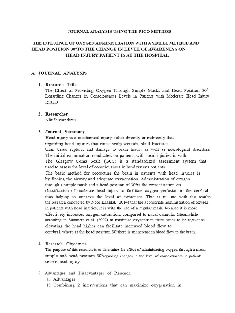 Oxygen and Head Position Impact on Awareness | PDF | Medical ...