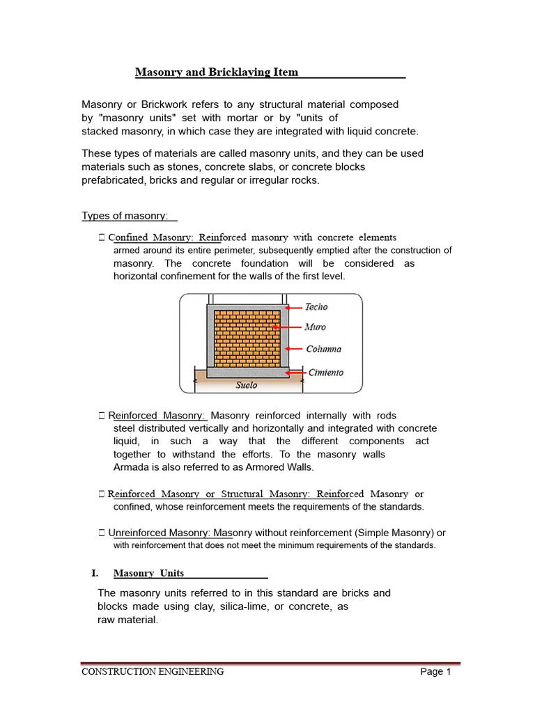 Masonry and Bricklaying Techniques Guide | PDF | Masonry | Concrete